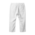 thumbnail image 6 of JUUYY Men's Linen Capri Pants Beach Drawstring Elastic Waist Loose Cropped Pants Casual Lightweight Vacation Summer Yoga 3/4 Trousers White S, 6 of 6