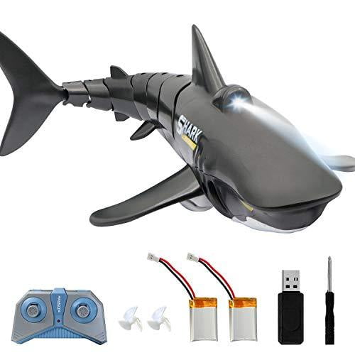 2.4G Remote Control Shark Toy 1:18 Scale High Simulation Shark Shark for Swimming Pool Bathroom Great Gift RC Boat Toys for 5+ Year Old Boys and Girls