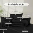 thumbnail image 7 of Lux Decor Collection 8 Piece Twin Comforter Set Seersucker Textured - Bed in a Bag All Season Bedding Sets with Comforter, Black, 7 of 7