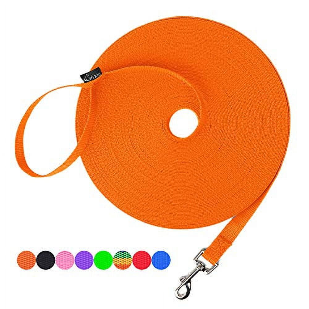 Dog/Puppy Obedience Recall Training Agility Lead - 15ft 20ft 30ft 50ft 100ft Leash - Great for Play,Camping,or Backyard - Orange 30ft