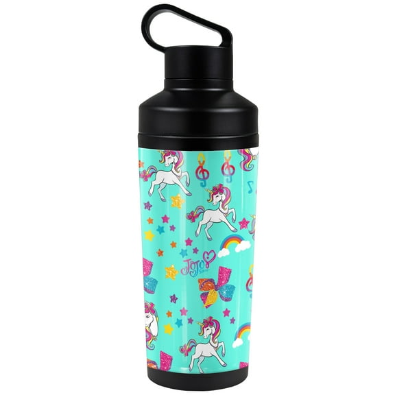Jojo Siwa Official Unicorn Pattern 18 oz Insulated Water Bottle, Leak Resistant, Vacuum Insulated Stainless Steel with 2-in-1 Loop Cap
