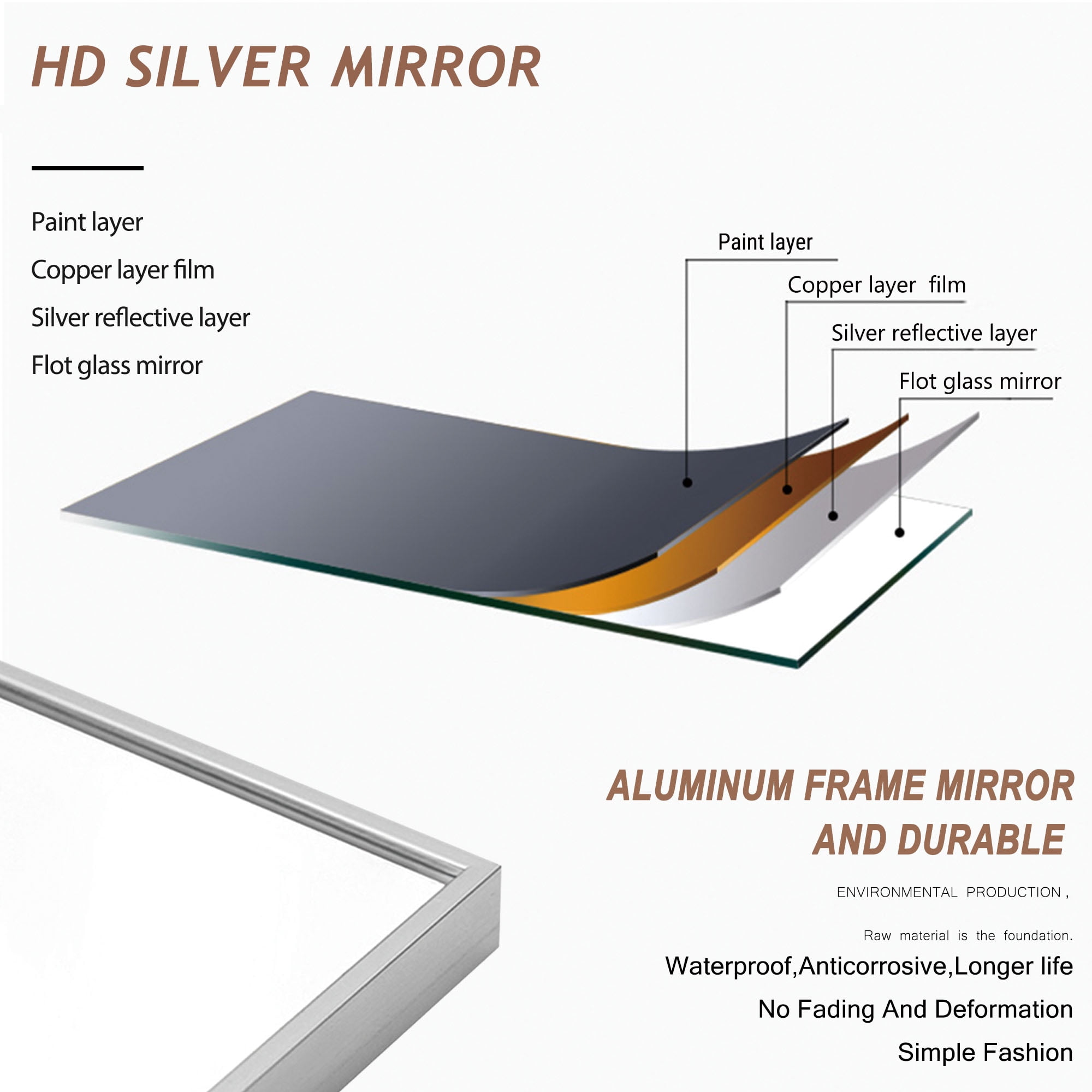 Full Mirror Full Length Mirror Floor Mirror Modern Silver Rectangle Oversized Mirror,71x32