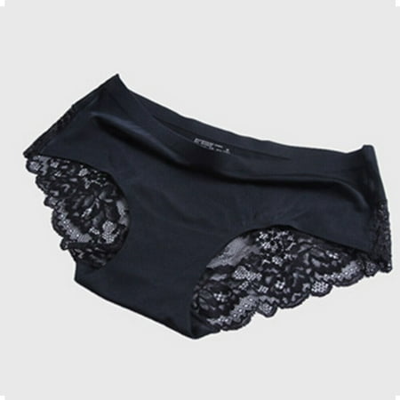 

Women Seamless Underwear Sexy Lace Lingerie Knickers Ice Silk Panties Briefs NEW