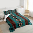 thumbnail image 3 of Homewish Southwestern Aztec Geometric Full Size Comforter Sets,Retro Rhombus Stripe Bedding Comforter Set,Cyan Brown Bedding Sets For Boys Kids,Microfiber Bedroom Decor Reversible,3 Pieces, 3 of 8