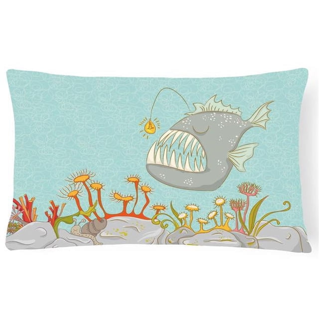 Carolines Treasures BB8536PW1216 Frog Fish Scene Canvas Fabric Decorative Pillow