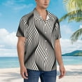 thumbnail image 5 of White Black Wave Hawaiian Shirts For Men, Summer Short-Sleeve Relaxed-Fit Button-Down Shirts Large, 5 of 9