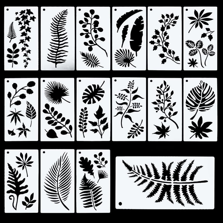  Lurrose Tropical Leaf Stencils Drafting Templates Planner  Drawing Floral Pattern Leaf Wall Stencil Template Stencil Plate Plant  Leaves Reusable Set of 20 Pictures Diary Diary Drawing Tools : Hobbies