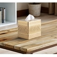 thumbnail image 5 of Tissue Box Cover Square - Handcrafted Wave Embossed Brushed Metal Holder For Bathroom Accessory  Aesthetic Decorative Facial Napkin Cube Modern Home Decor, 5 of 9