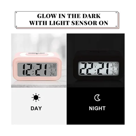 Digital Alarm Clock, Led Alarm Clock, Battery Operated Silent Aalarm Travel Clock,pink