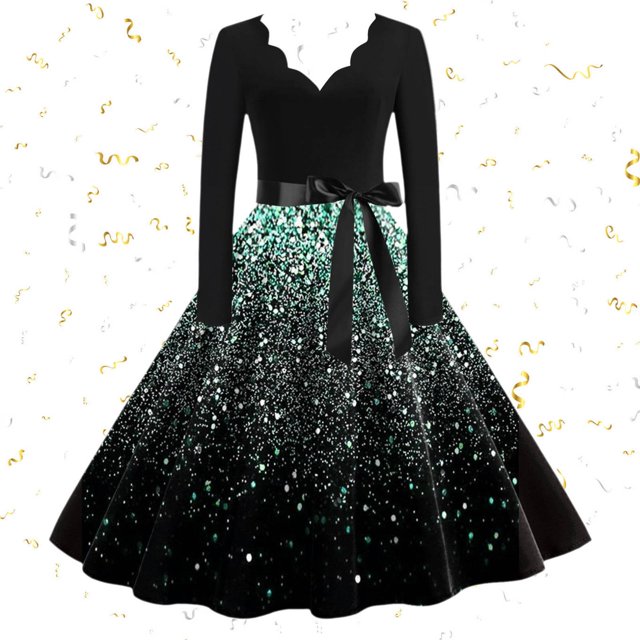 Vestidos Para Mujer Verano Vestido Para Mujer Moda Manga Larga Cuello En V Fiesta de Noche de Navidad Fiesta de Graduación Vestido de Playa