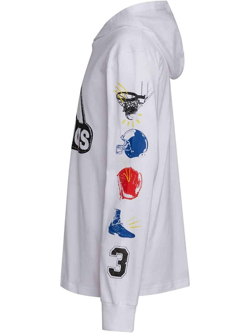 adidas Boys' Long Sleeve Cotton Jersey Hooded T-Shirt Tee, Sport