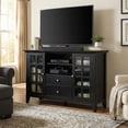 thumbnail image 3 of Acadian 53 inch Wide Solid Wood Transitional Tall TV Stand in Black For TVs up to 60 inches, 3 of 13