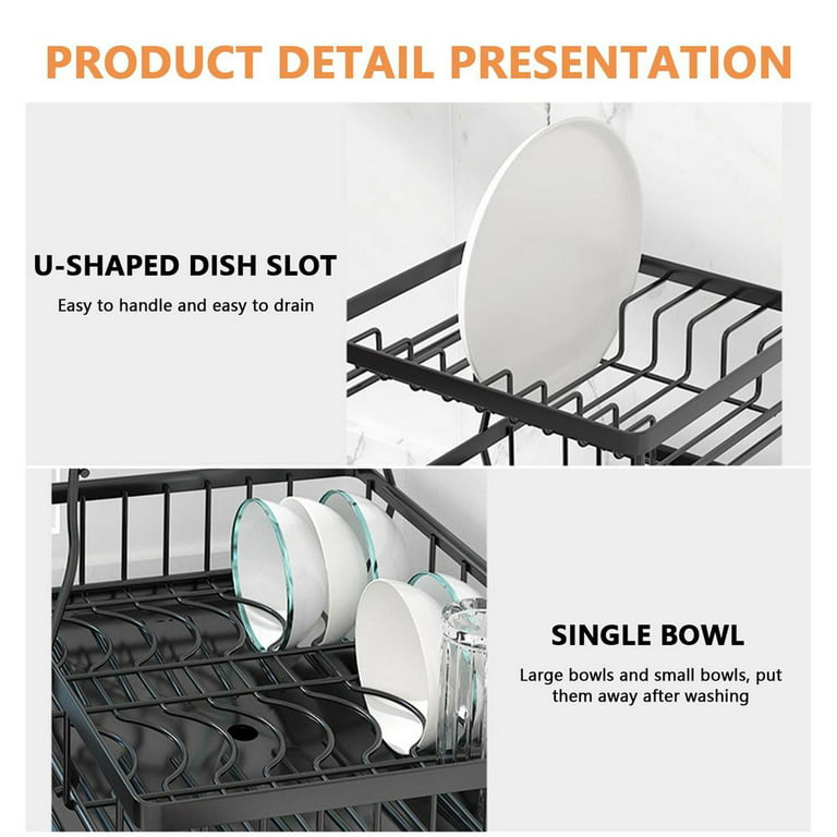 HERJOY Dish Drying Rack, Detachable 2 Tier Dish Rack and