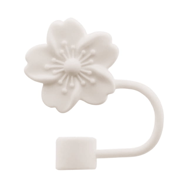 Uds. De paja decorativa con forma de flores de melocotón de 10mm, cubierta para puntas de paja, tapa para pajitas reutilizables, Protector de paja de larga duración