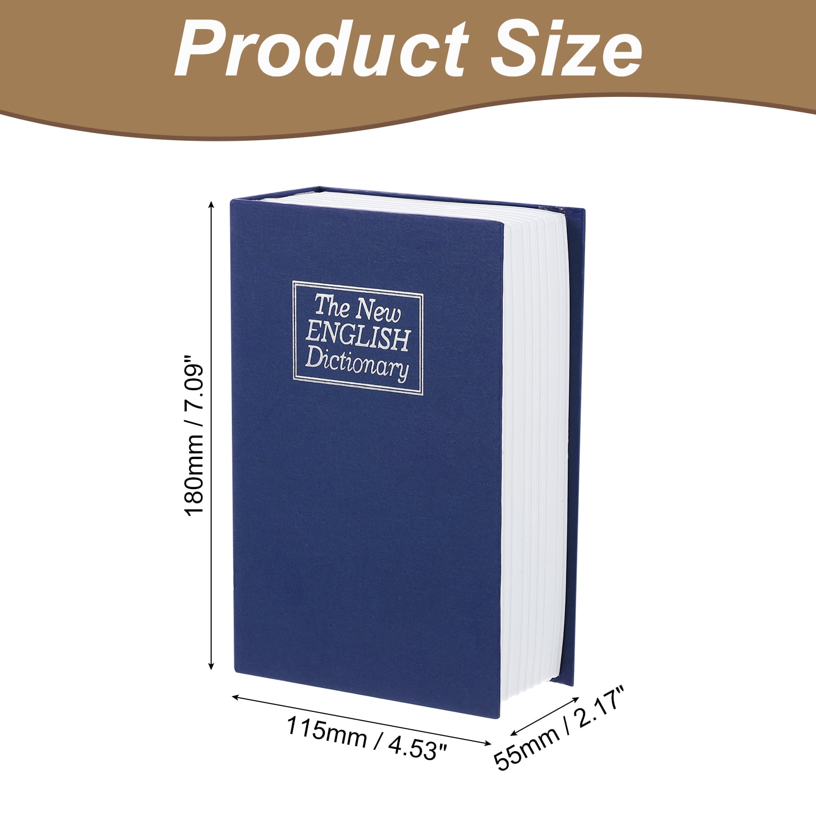 Uxcell Iron Plastic Paper Diversion Book Safe Hidden Storage Box with Key Lock Blue 7.09" x 4.53" x 2.17"