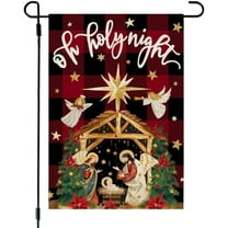 SM-XLHN Christmas Holy Night Garden Flag 12x18 Inch Double Sided Small Burlap Holiday Nativity Yard for Outside