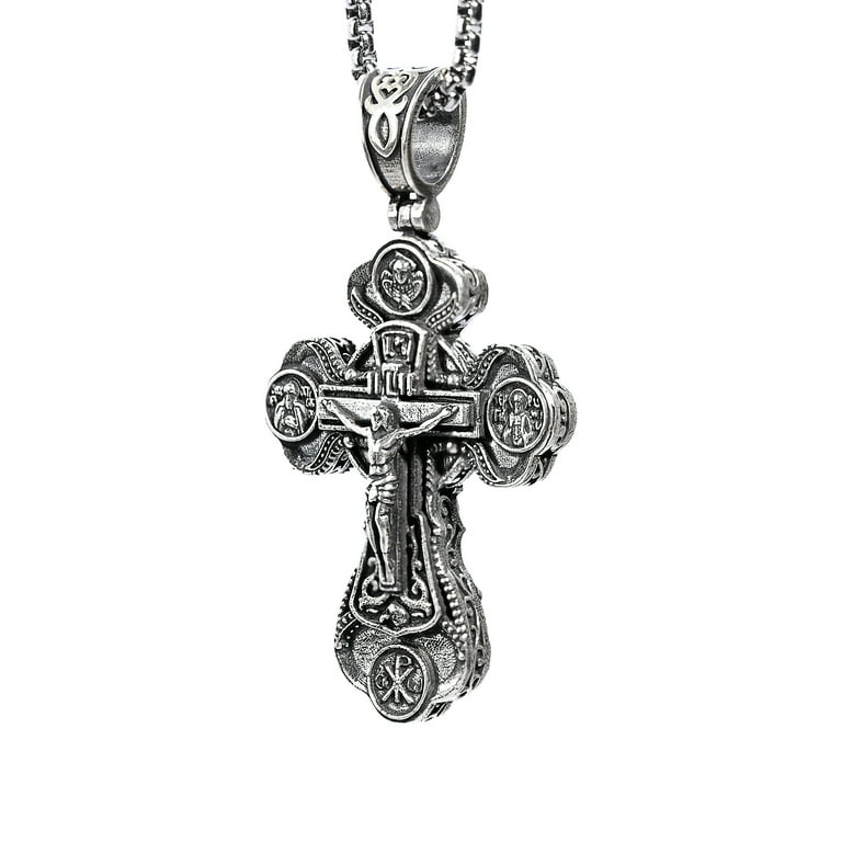 【TommassiniJewelry】Cross & Virgin Maryネックレス Jesus and Virgin Mary Trinity double-sided engraving S925