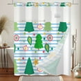 thumbnail image 2 of Mizhona Christmas Tree No Hooks Shower Curtains with Snap in Liner Green Trees on White and Blue Striped Hookless Fabric Bathroom Curtain，71"× 86", 2 of 5