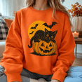 thumbnail image 4 of Halloween Shirt, Black Cat on Pumpkin Sweatshirt, Vintage Jack O Lantern Hoodie, Spooky Bat T-Shirt, Halloween Gift for Cat Lovers, 4 of 9