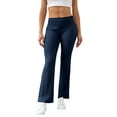 thumbnail image 2 of Cyglowse Flare Leggings for Women Low Rise Fold Over Flared Yoga Pants Bootcut Leggings Ladies Comfy Workout Pants Navy XS, 2 of 8