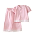 thumbnail image 3 of Amidoa Girls 2 Piece Outfits Summer Clothes Short Sleeve Cute Solid Color T-Shirt and Shorts Casual Kids Clothing Sets Pink Size 13, 3 of 4