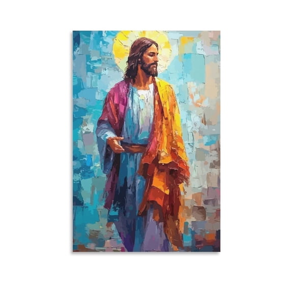Christian Canvas Wall Art Jesus Christ Abstract Painting Print Modern Bible Picture Poster Wall Art Picture Painting Poster Canvas Print Posters Artworks Bedroom Living Room Decor 12x18inch(30x45cm)