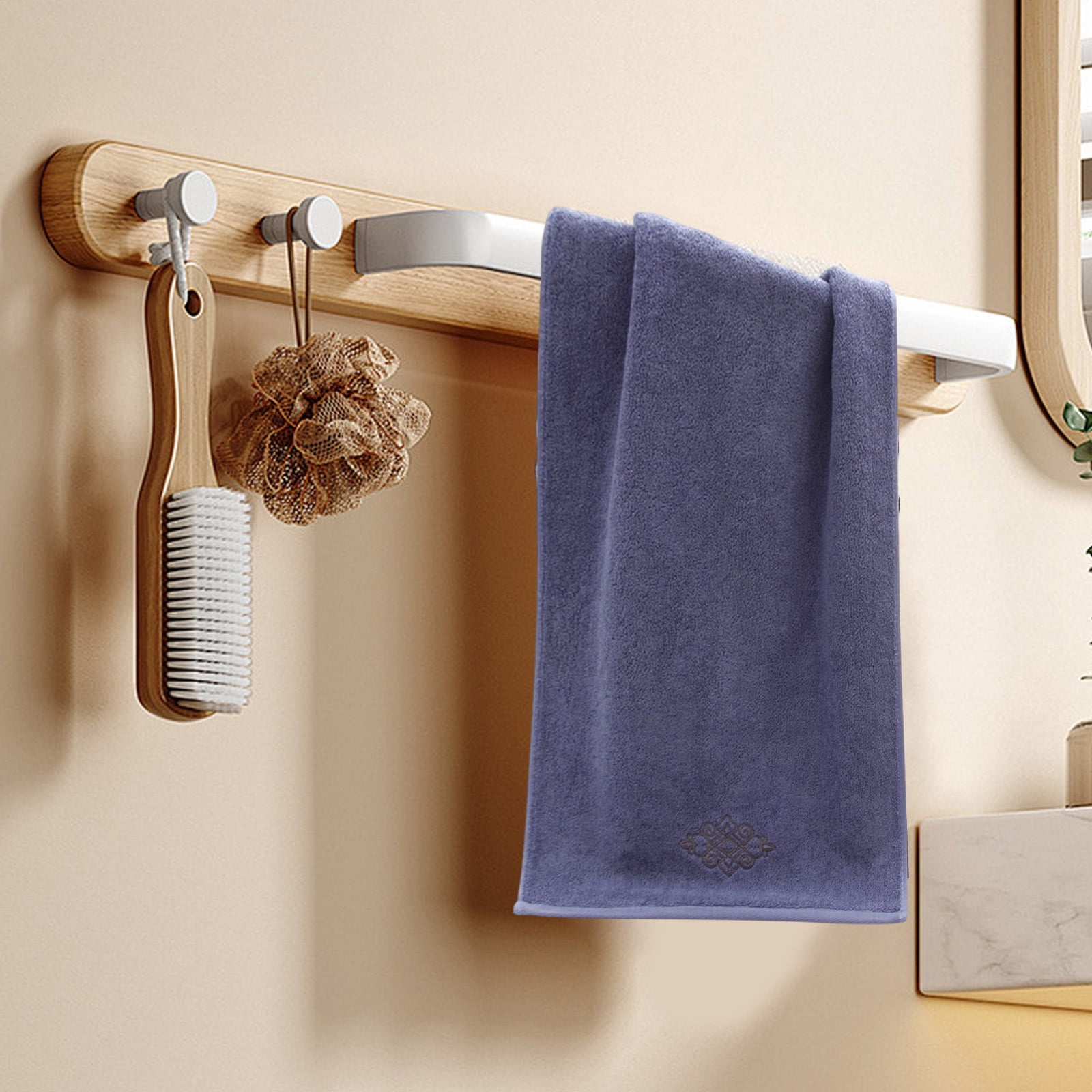 Hand Towel Set of 4 Super Thick Luxury Cotton Soft Highly Absorbent Embroidered Hand Towels for Bathroom Decorative Hotel Quality (14 x 31 in,Blue)