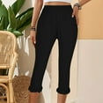 thumbnail image 4 of Purses for Women Clearance! lcziwo Capri Leggings for Women Tummy Control Knee Length Ruffled Hem Cropped Leggings 2025 Summer Solid Comfy Milk Silk Capri Pants Black XL, 4 of 9