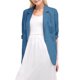 thumbnail image 2 of Chaqueta de Trabajo Informal Ligera para Mujer, con Solapa, Mangas Cuartos, Plisada Elástica, Forrada y Bolsillos Azul L, 2 of 9