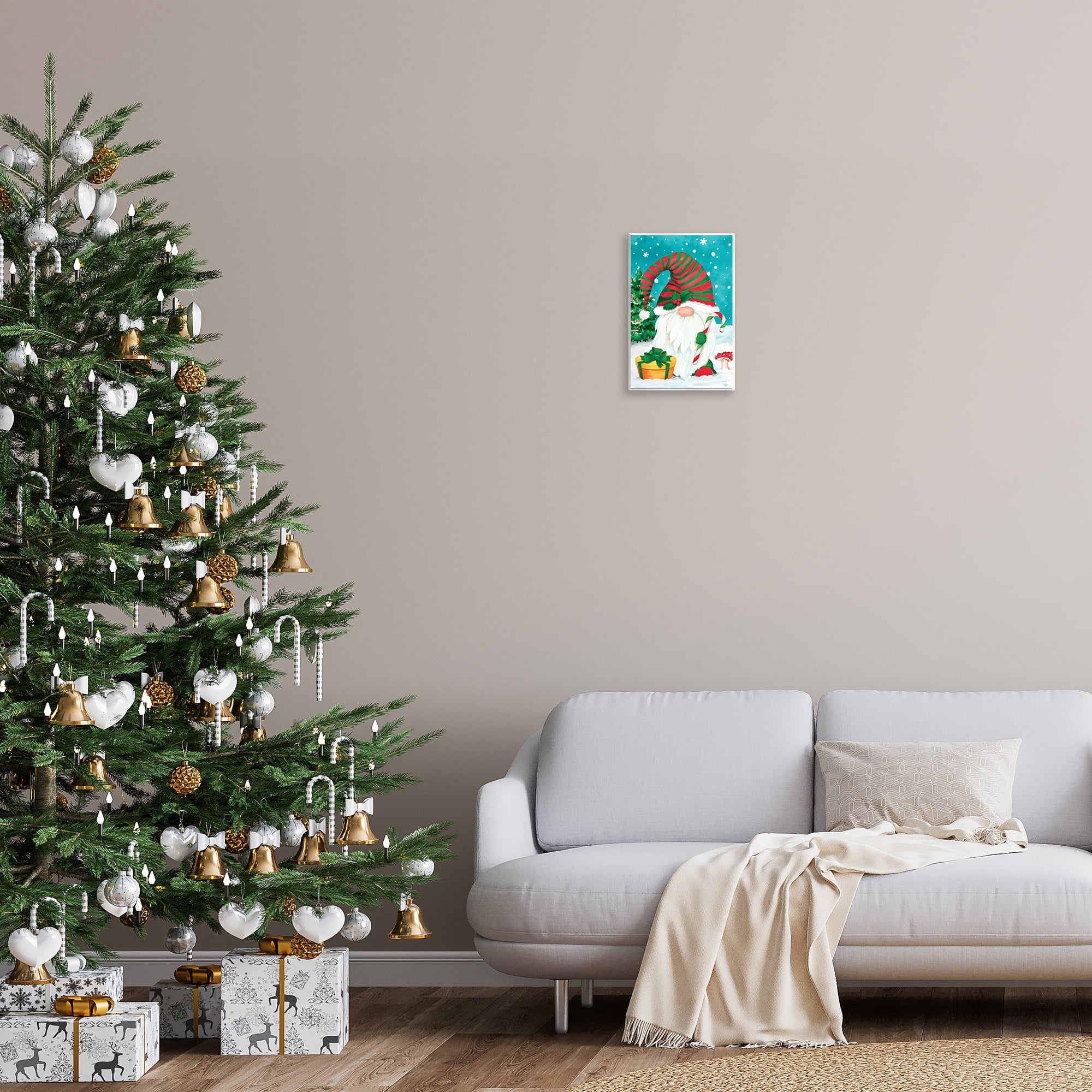 Stupell Industries Holiday Elf & Gifts Holiday Painting Unframed Art Print Wall Art, 10 x 15