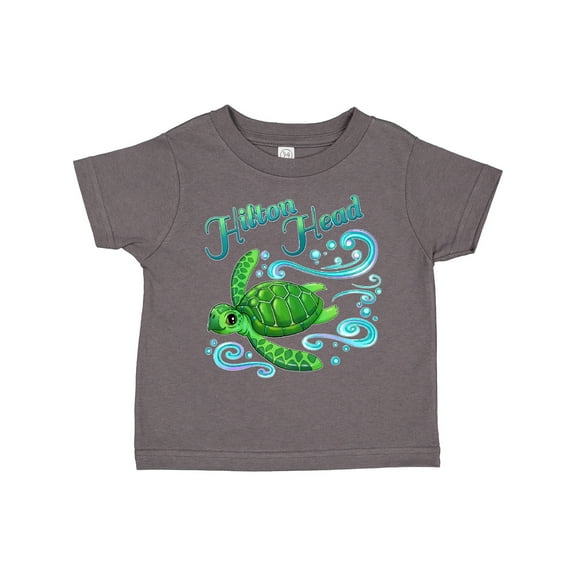 Inktastic Hilton Head Cute Sea Turtle with Waves and Bubbles Boys or Girls Toddler T-Shirt