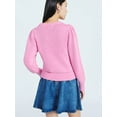 thumbnail image 3 of Scoop Women’s Acid Wash Cotton Sweater with Long Puff Sleeves, Midweight, Sizes XS-XXL, 3 of 5