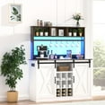 thumbnail image 2 of ChVans Farmhouse Coffee Bar Cabinet with LED Lights, 48" Sideboard Buffet Cabinet with 17 Storage Shelves & Outlets & Charging Port, Kitchen Wine Bar Table for Dining Living Room, 2 of 10