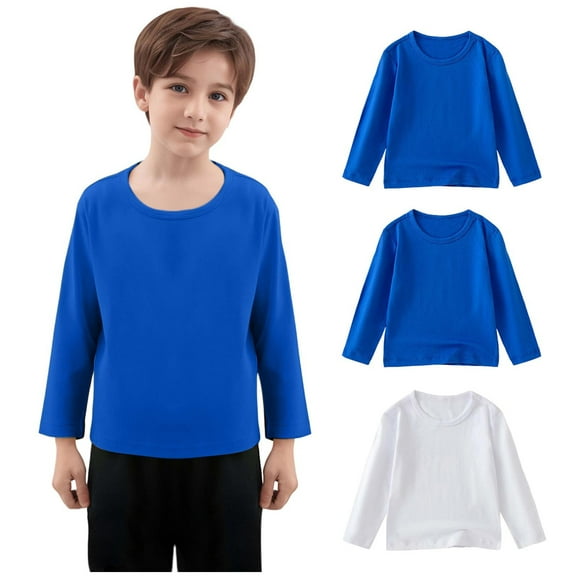 Bnwani Long Sleeve Toddler Shirts Boys Cotton Crew Neck Soft Casual Fashion Cute Solid Tops 7-8 Years