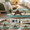 thumbnail image 6 of Texas Star Western Large Area Rugs for Bedroom Living Room, Soft Non Slip Carpet Bedside Rug, Vintage Teal Brown Wooden Farmhouse Round Floor Cover Kitchen Accent Rug 8' for Dining Room/Office, 6 of 9