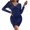 ' ' Blue, variant on Womens Solid Color Wrap V Neck Long Sleeve Velvet Bag Hip Ruched Cocktail Party Dress
