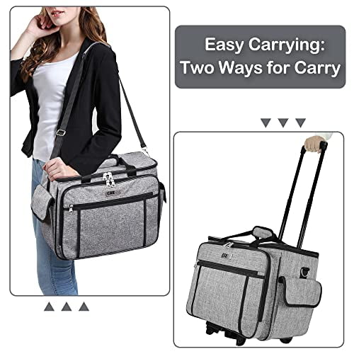 Teamoy Sewing Machine Carrying Case with Top Wide Opening, Sewing Machine  Bag Compatible with Brother Sewing Machines and Parts,Gray