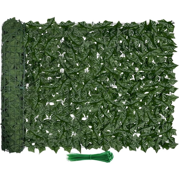 Katinyos Artificial Ivy Privacy Fence Wall Screen,120x20in UV-Anti Dense Faux Greenery Backdrop Fake Hedges Fence & Faux Ivy Vine Leaf Decoration