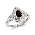 thumbnail image 2 of Primal Silver Sterling Silver Rhodium Garnet Teardrop Ring, 2 of 6
