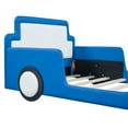 thumbnail image 5 of Twin Size Race Car-Shaped Platform Bed with Wheels, Blue, 5 of 9