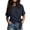 Blue, variant on Staron Women Tie Front Round Neck Short Sleeve Solid Casual Boho Vacation Beach Loose Tops Tshirt, White L