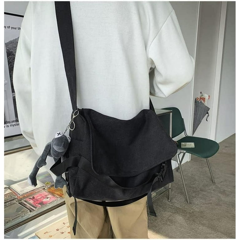 Kukuzhu Causal Fairy Grunge Messenger Bag with Pin Large Capacity Gothic Crossbody Bag Punk Emo Alt Shoulder Bag Dark Laptop Bag (Black,One size) Kukuzhu Causal Fairy Grunge Messenger Bag with Pin Large Capacity Gothic Crossbody Bag Punk Emo Alt Shoulder Bag Dark Laptop Bag (Black,One size)