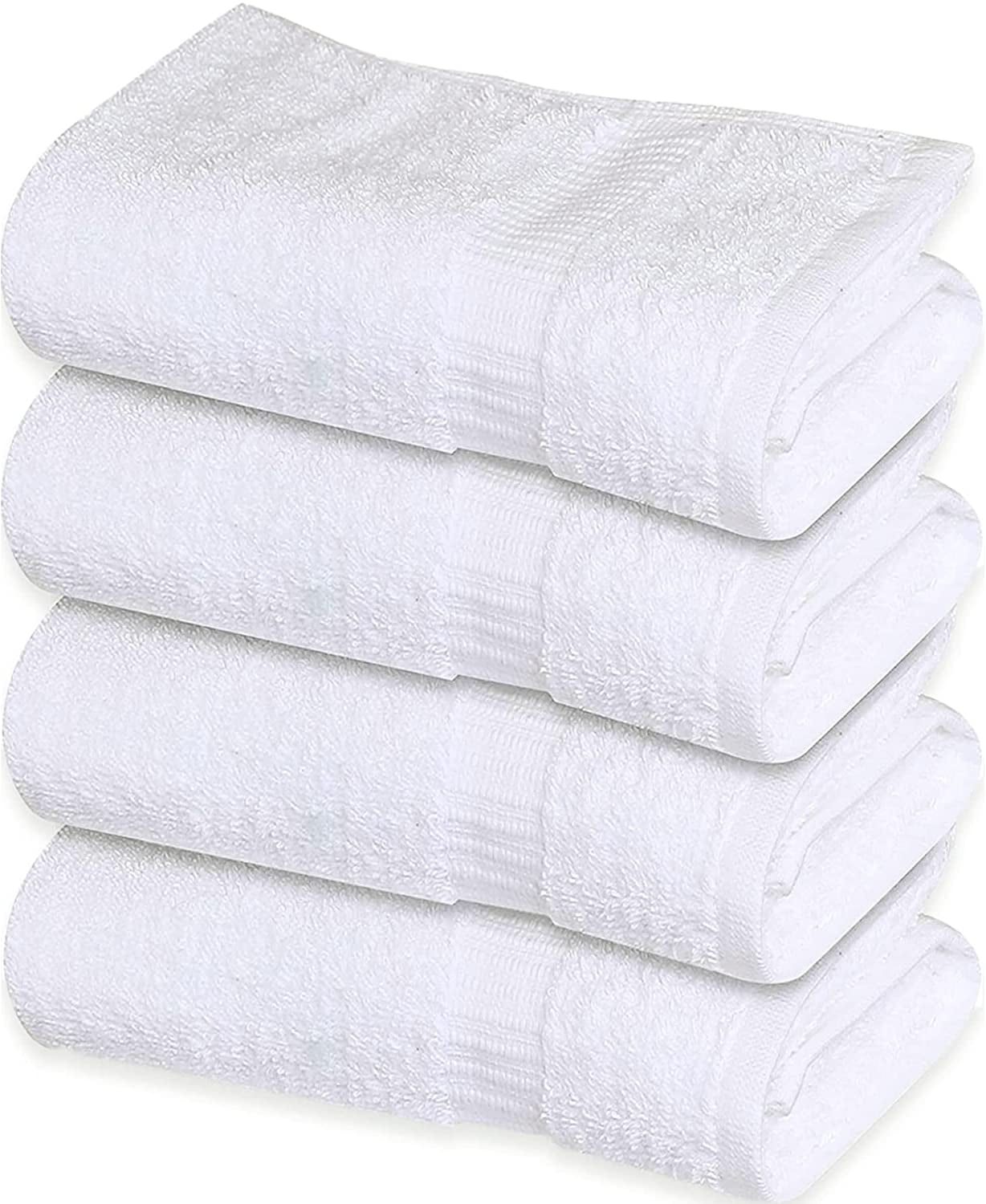 Gold Textiles Premium White Hand Towels set 4 Pack 16x30 inches Luxury