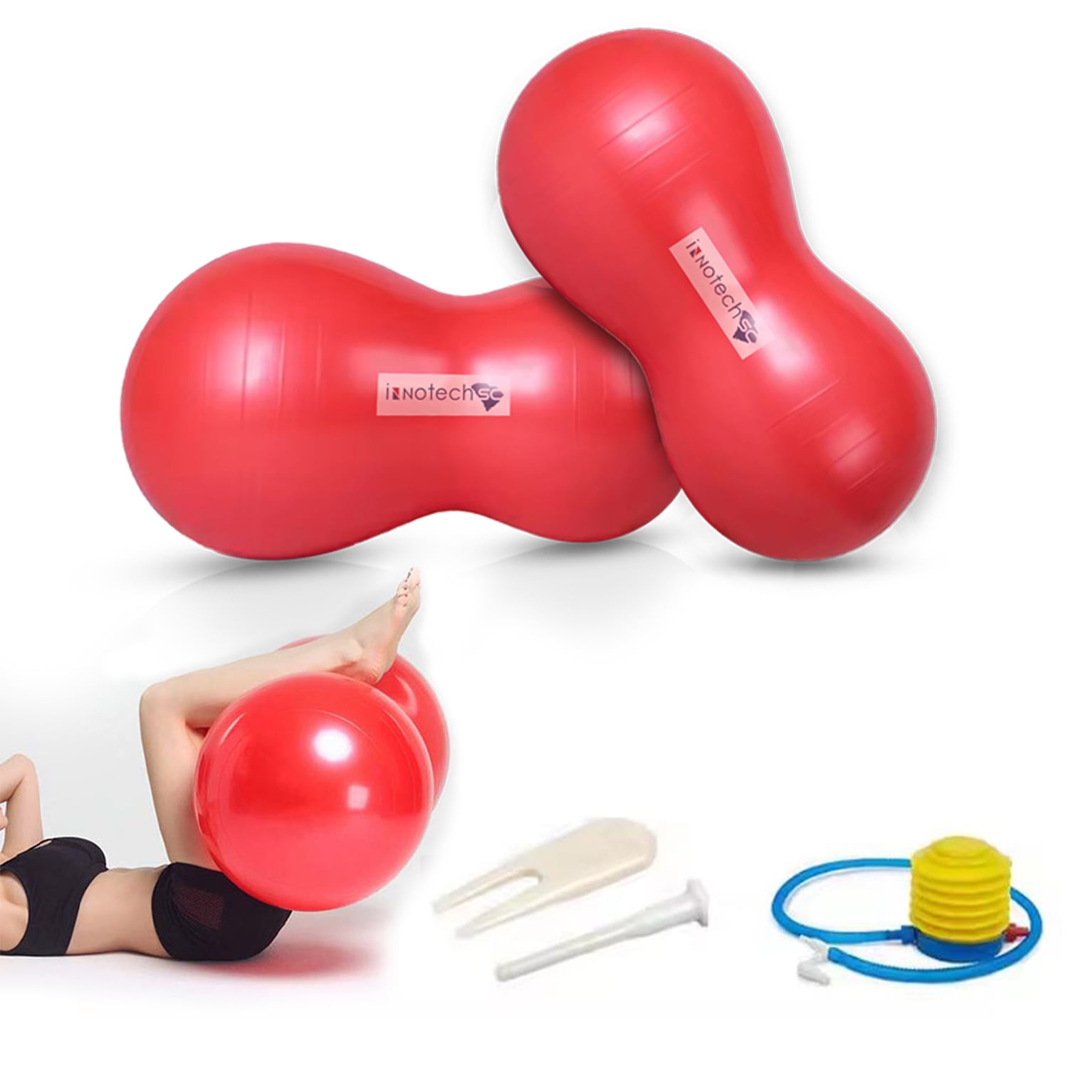 InnotechSC Peanut Ball - Anti Burst Exercise Ball for Labor Birthing, Physical Therapy for Kids, Core Strength, Flexible Seating, Home & Gym Fintness, sensory chair Wiggle Seat (Include Pump)