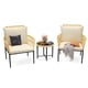 thumbnail image 1 of 3-piece bistro set - outdoor sectional muebles con wicker sillas, mesa, y beige cushions para garden, backyard, y deck, 1 of 10