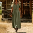 thumbnail image 2 of Taqqpue Women Maxi Dress Summer Crewneck Short Sleeve A Line Dress Loose Fit Plus Size Beach Sundress Casual Solid Color Linen Cotton T Shirt Dress for Women, 2 of 8