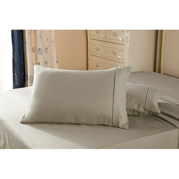 1800 Series Double Brushed Microfiber Collection 2PC King Taupe Pillow Cases - Solid - Hypoallergenic & Wrinkle Free, Soft and Durable