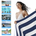 thumbnail image 5 of Coastal Nautical Striped Beach Towels Blanket Soft&Absorbent Quick Dry Microfiber Navy Blue White Pool Towels for Swimming ,Yoga, Sports, Gym, Camping,Large 35X70in,, 5 of 8