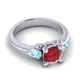 thumbnail image 3 of Diamond-Capitals 2.50 Ct Stunning Round Cut Red Ruby & Aquamarine Gemstone Three Stone Engagement Ring for Ladies Solid 14K White Gold Size 3, 3 of 8