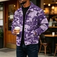 thumbnail image 6 of Delconic Mens Corduroy Jacket Loose Casual Turn Down Collar Long Sleeve Button Front Overshirt Camouflage Print Fall Winter Top Purple S, 6 of 8